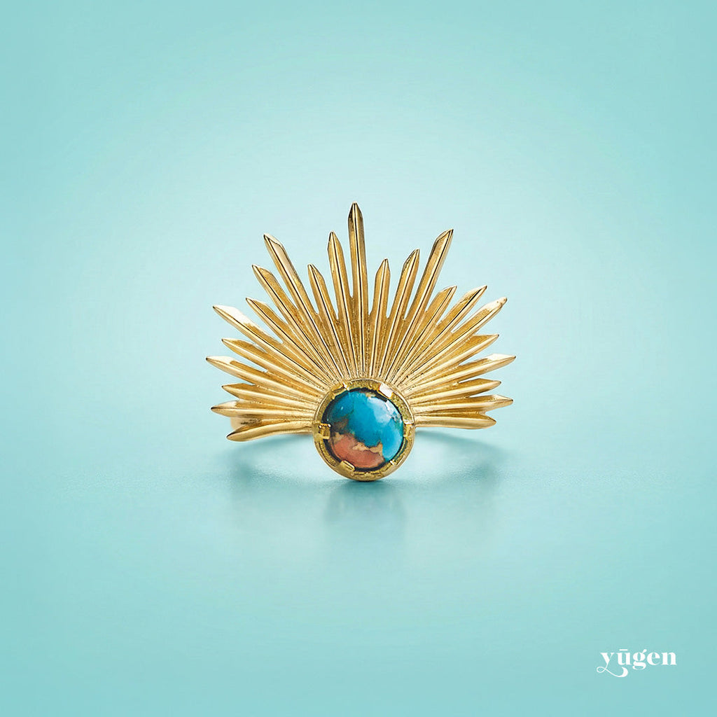 Sun Goddess Ring with Copper Oyster Turquoise