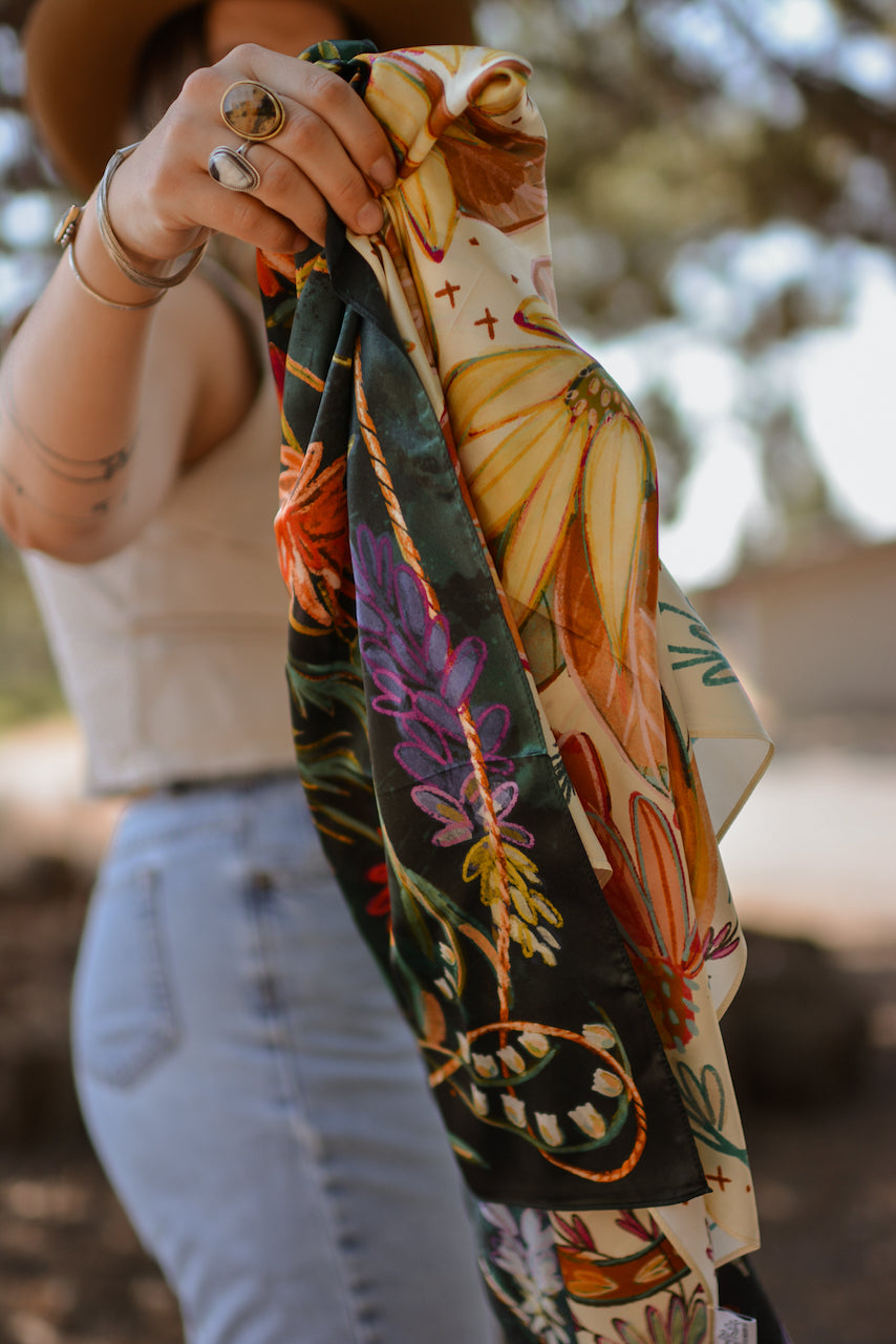 Lucky Cowgirl 35x35 Silk Wild Rag Scarf